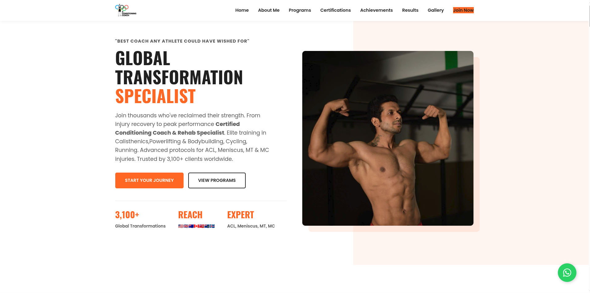 A Conditioning Coach Fitness Website Screenshot