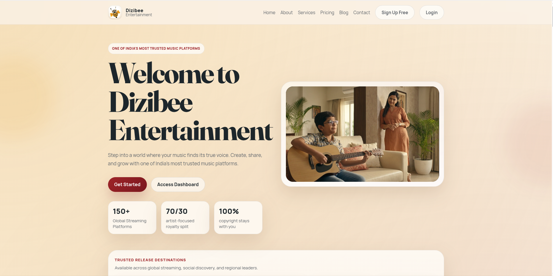Dizibee Music Distribution Platform Screenshot